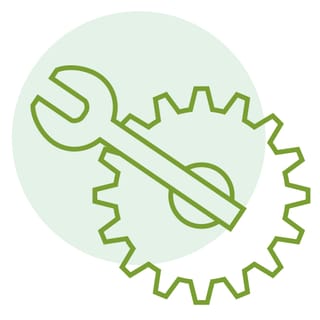 an icon of a gear and wrench to represent use and maintenance